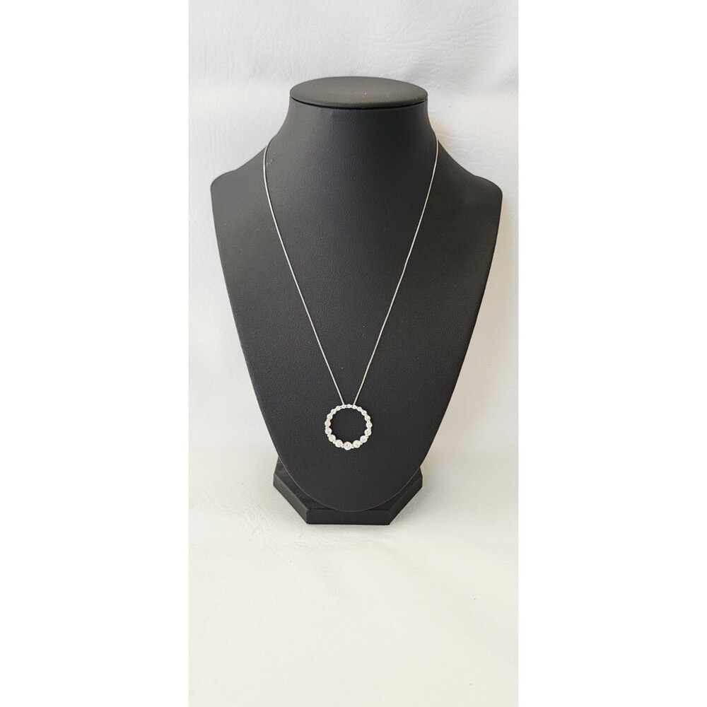 Ross Simons Sterling Silver Eternity Circle Cz Chip Pendant 18"  Chain